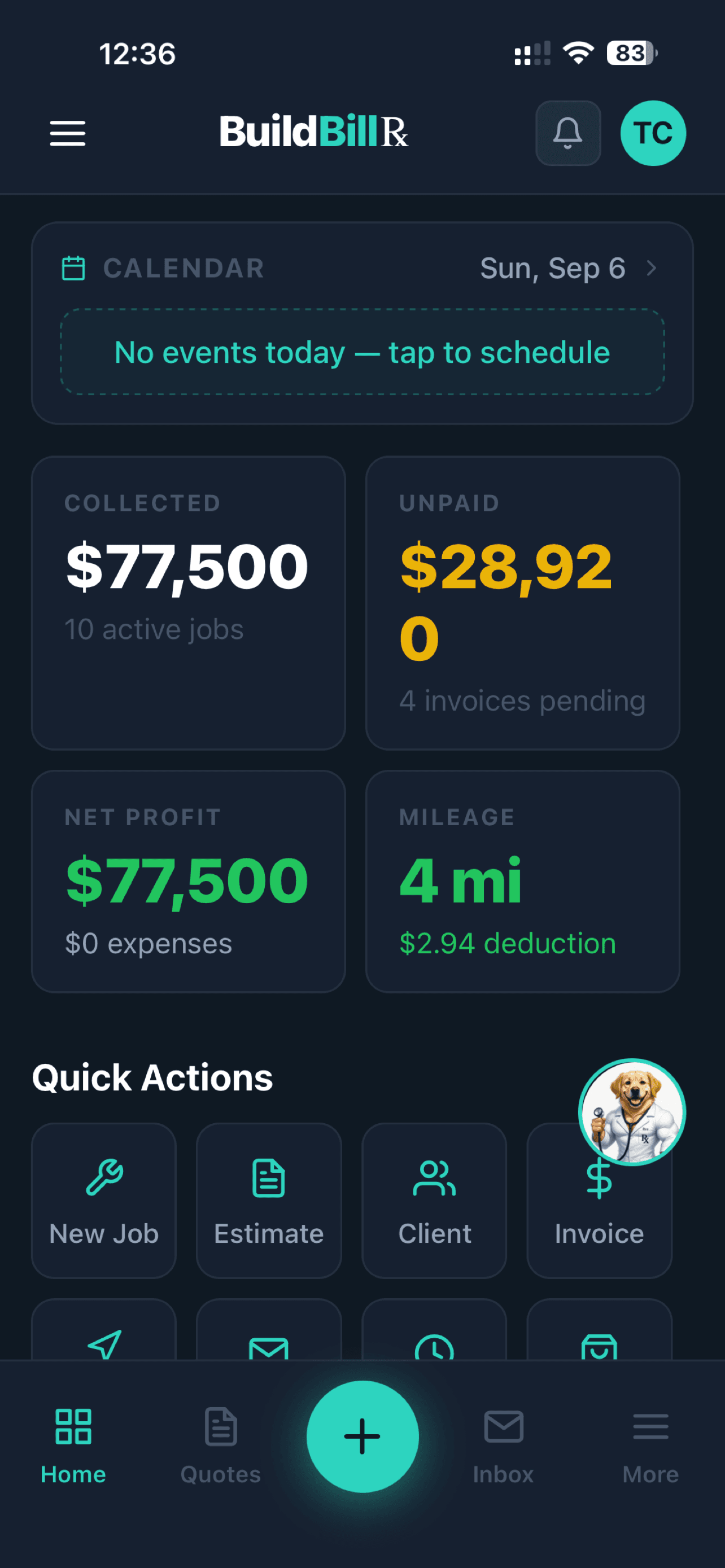 BuildBillRX dashboard